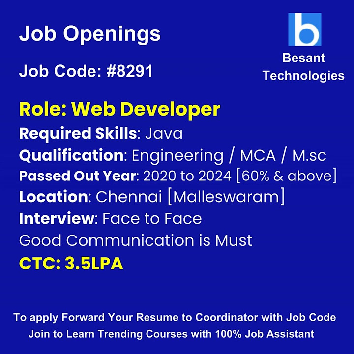 Java Job Openings|Join & Get Placements|Besant Technologies #shorts # ...