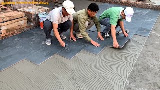 Construction Techniques For Large Outdoor Playground Using Stone Green Ceramic Tiles Size 30 x 60cm