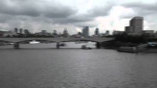 A couple of boats on the Thames seen from Hungerford Bridge, London. Shot on 14th August 2010.