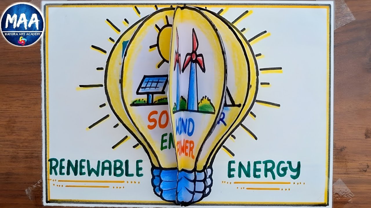 Renewable sources of energy Project Drawing | Types of Energy project | Save Energy Drawing Easy