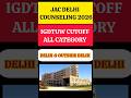 JAC DELHI Counseling 2026 IGDTUW delhi Cutoff | All Category Delhi and outside delhi cutoff #jac