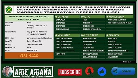 APLIKASI EXCEL UNTUK DATABASE MADRASAH VERSI G (KHUSUS MTSN)