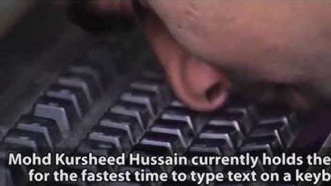 Champion nose typist displays his record breaking talents || 103 words in 47 seconds