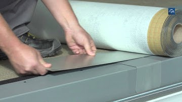 Gutter flashing in Rhepanol fk single ply membrane with self sealing edge