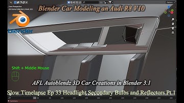 Blender Car Modeling an Audi R8 V10 Slow Time-lapse Ep 33 Headlight Other Bulbs and Reflectors Pt 1
