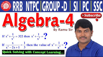 ALGEBRA CLASS-04|EASY SOLVING TRICKS|SHORTCUTS|RRB NTPC, GROUP-D|ALL COMPETITIVE EXAMS|BY RAMU SIR