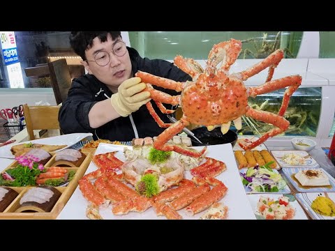 킹크랩 시키면 물회 <strong>광어회</strong> 대게튀김 초밥.. 무한리필로 준다구??