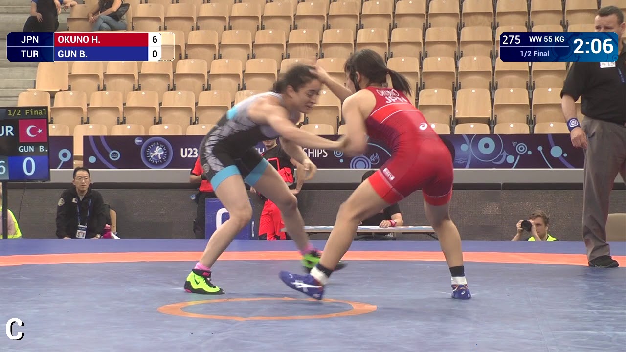 1/2 WW - 55 kg: H. OKUNO (JPN) df. B. GUN (TUR) by VSU, 10-0