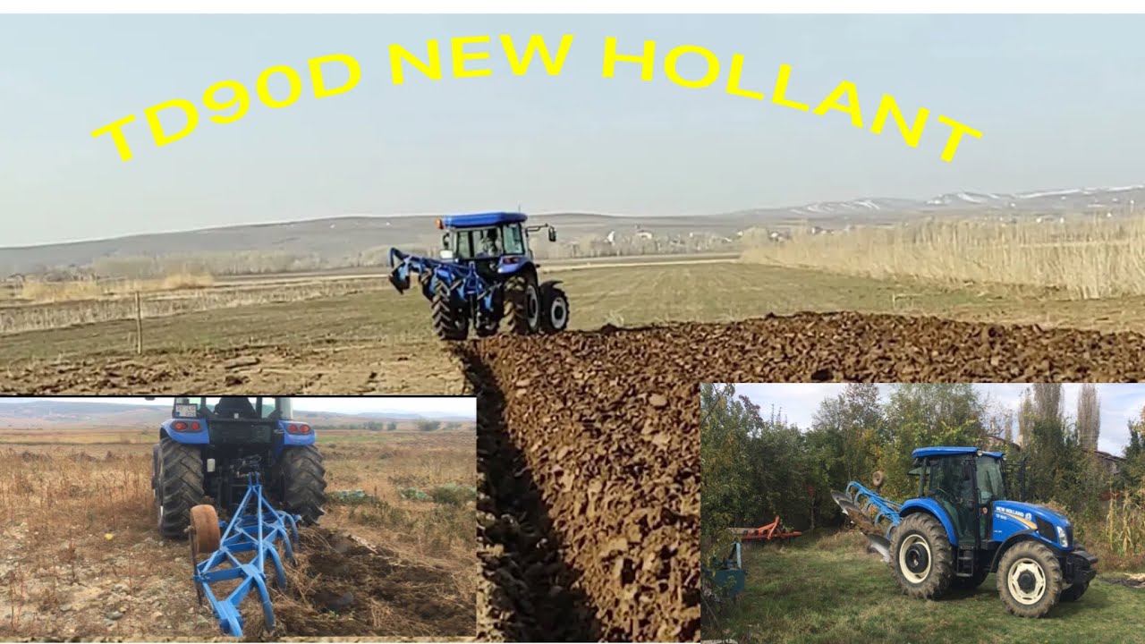 New Holland TD 90 D 5 li 12 numara pullukla köyde tarla çift sürümü