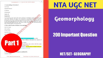 Geomorphology 200 Important Questions UGC NET GEOGRAPHY | PART 1 (1-25) | Geomorphology MCQS UGC NET