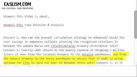 Anadolu Efes  Case Solution & Analysis-  Caseism.com