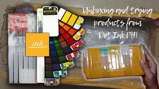 Unboxing and Trying Products from Dot Ink PH! | Superior Fan Watercolors and Mikailan Waterbrushes!