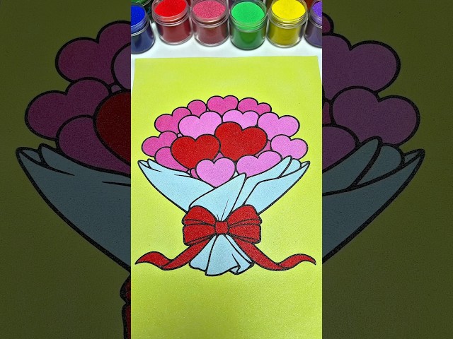 Heart Bouquet Sand Art❤️ Sand Painting ASMR 🩷 #art #asmr #sandpainting #shorts #satisfying