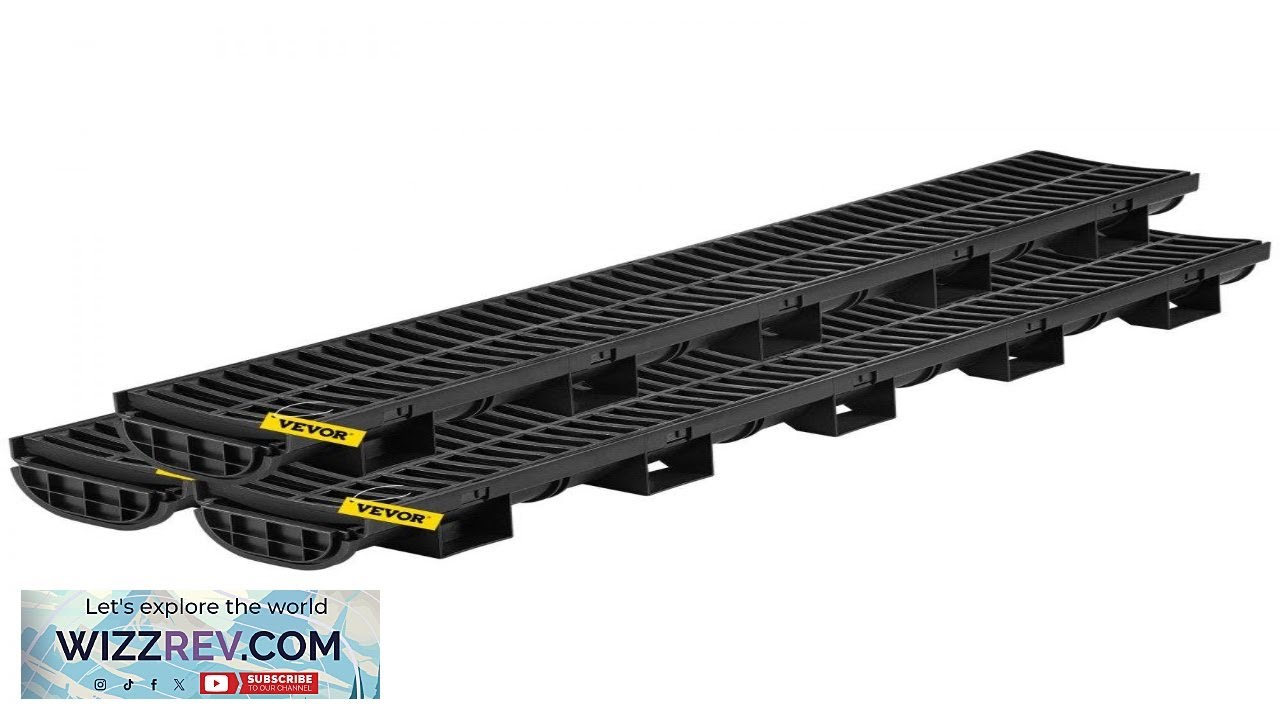 VEVOR Trench Drain System Channel Drain with Plastic Grate 5.7x3.1 Inch HDPE Drainage