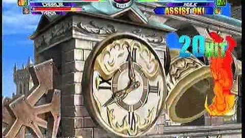 MvC2: Hulk 2x Gamma Wave + Jin Unblockable Blodia Punch Continuation Combo