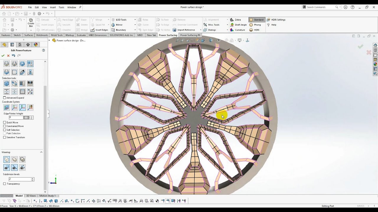 Modeling Custom Car Rims with the Power Surfacing add-in for SOLIDWORKS®