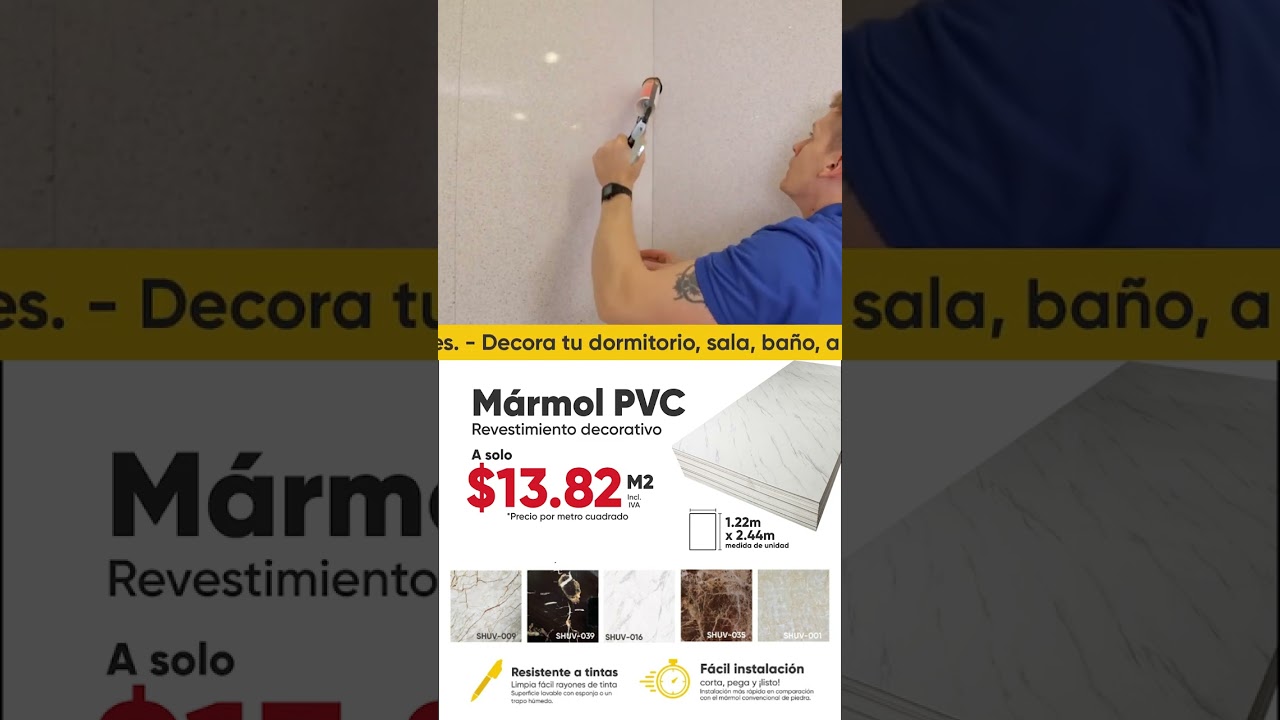 Revestimiento de pared mármol PVC 