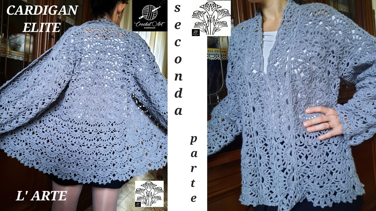 DESIGN - Cardigan in maglia all'uncinetto écru con laccio sul davanti