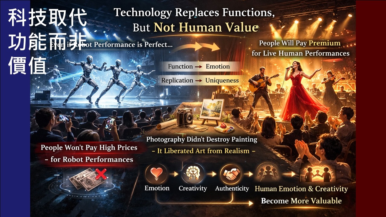 AI與機器人引發的新價值轉型：科技取代功能而非價值(Technology Replaces Functions, But Not Human Value.)
