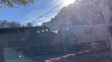 Early Dash-9 and YN2 Dash-8 CSX 9001 and 7823 lead L815 through Union City. 11/11/2025 9:29 AM