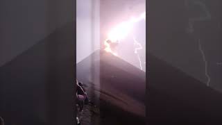 Lightning Strikes The Inside Of Fuego Volcano During A Storm