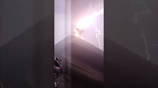 Lightning Strikes the Inside of Fuego Volcano During a Storm