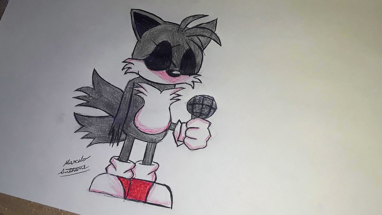 Como Desenhar Tails EXE - Friday Night Funkin' Passo a Passo 