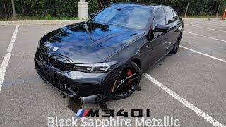 NEW ARRIVAL! 2023 BMW M340i xDrive Black Sapphire Metallic on Tacora Red