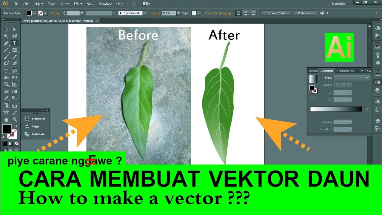 Tutorial desain  grafis  membuat vector daun cara desain  