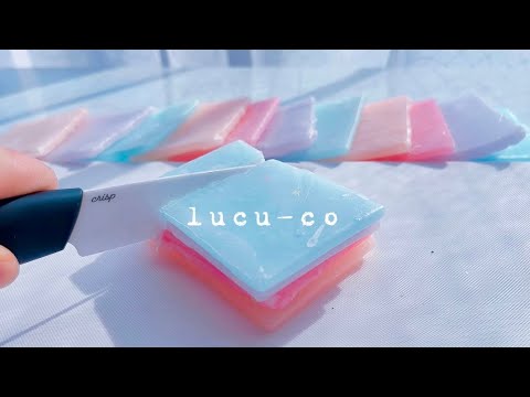 【ASMR】💓パリパリコーティングしたシャキシャキシートを切る🔪Cut crispy wax candy slime.