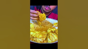ASMR: eating spicy mutton fat curry, egg fry, white rice | ASMR eating | MUKBANG