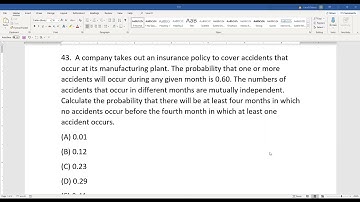 Actuarial SOA Exam P Sample Question 41 (previously 43) Solution
