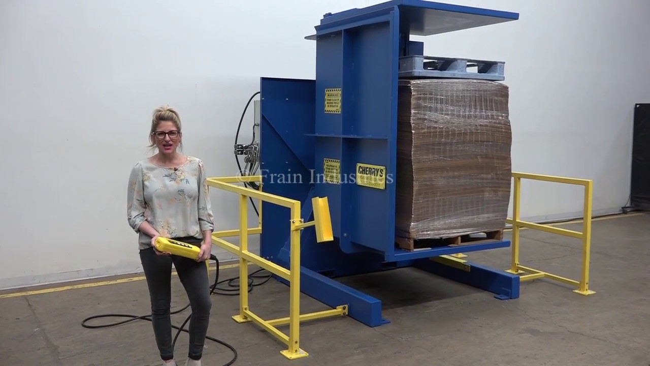 Cherry's Industrial Free Standing Single Clamp Pallet Inverter Demonstration