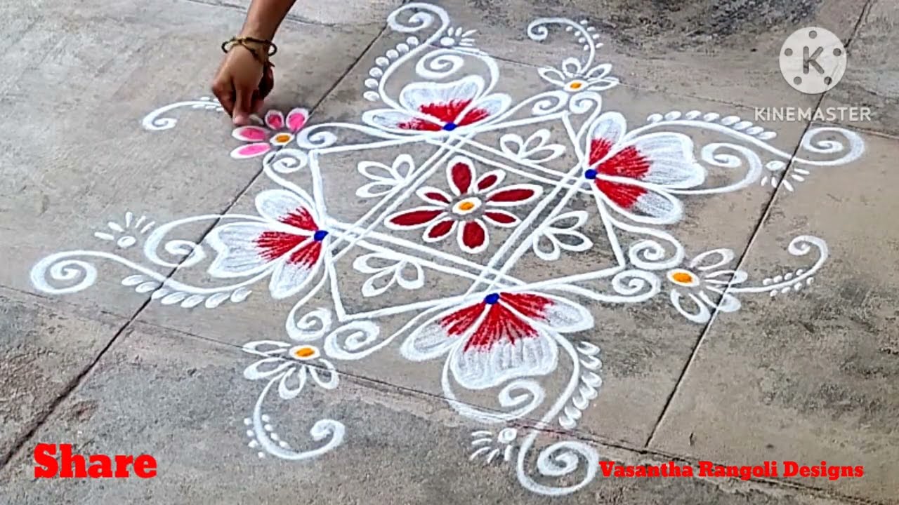 Easy Beginner's Rangoli||Simple and Elegant Doorstep Rangoli||Colourful Rangoli||Small Easy Muggulu 