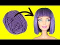 Nunca Velho Demais Para Bonecas; Como fazer o cabelo da sua velha boneca | DIY BARBIE HAIRSTYLE YARN