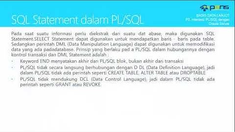 Basis Data Lanjut - Interaksi PL/SQL dengan Oracle Server