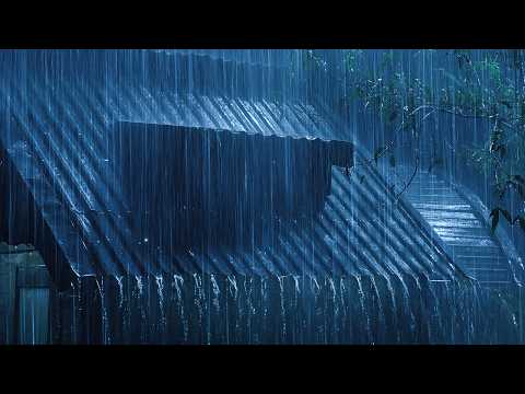 Sleep Instantly • Heavy Rain & Thunder Crashing on a Stale Tin Roof in a Foggy Forest Night