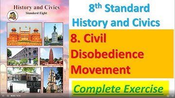 Exercise 8. Civil disobedience movement Class 8 History। exercise 8th history 8 । std 8 history 8
