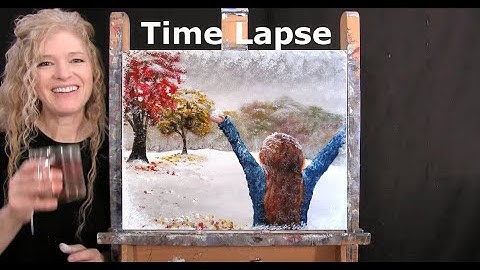 How to Draw and Paint "FIRST SNOWFALL" - Time Lapse - Fun and Easy Beginner Acrylic Painting Lesson