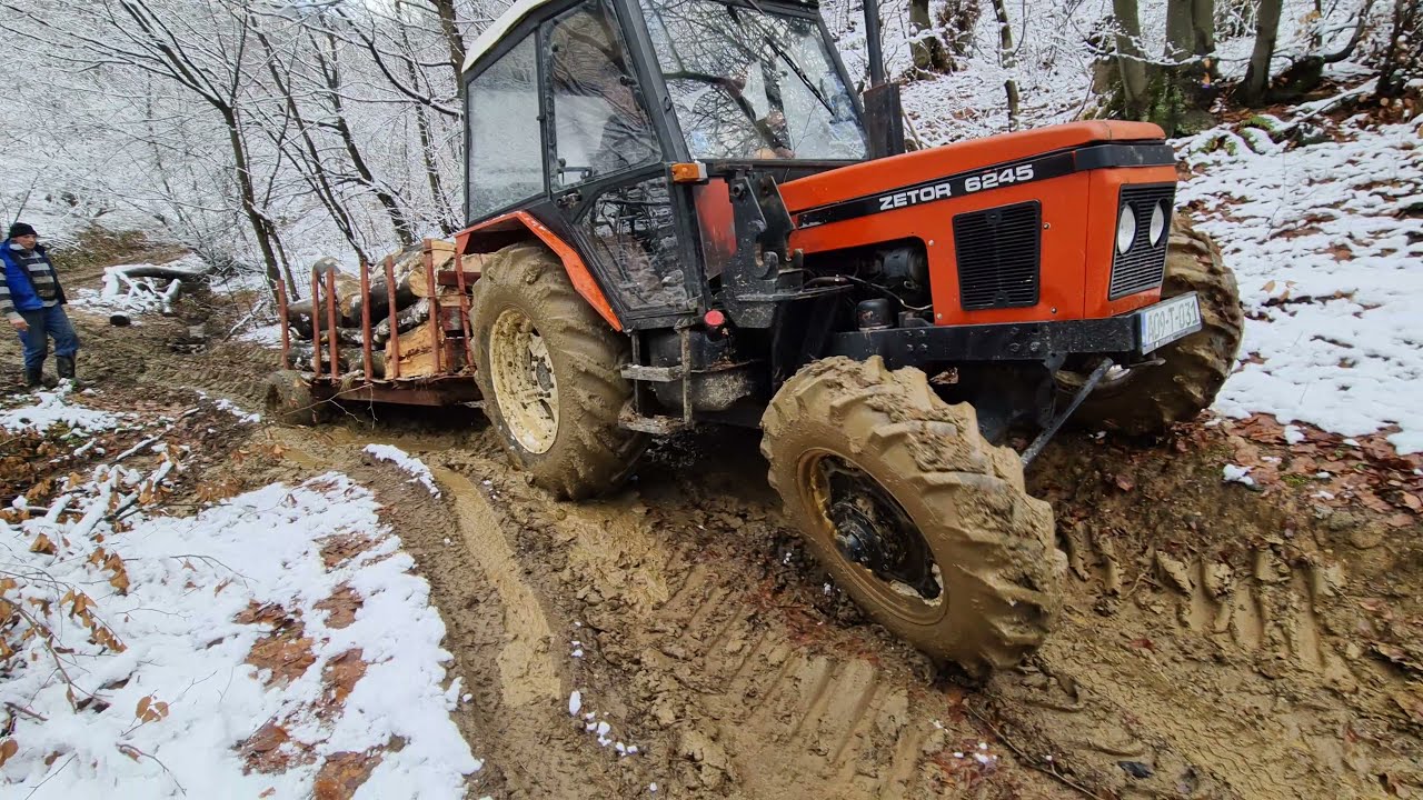 Zetor 6245 - EKSTREMNI zimski sportovi! (pt. 3) Šuma, drva, snijeg, decembar!