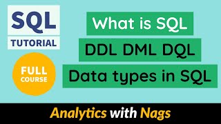 What is SQL | DDL DML DQL | Data types in SQL | SQL Full Course | SQL Tutorial For Beginners (2/11)