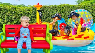 Diana and Roma make a mini aqua park for baby Oliver | Fun Day with Water Games Resimi