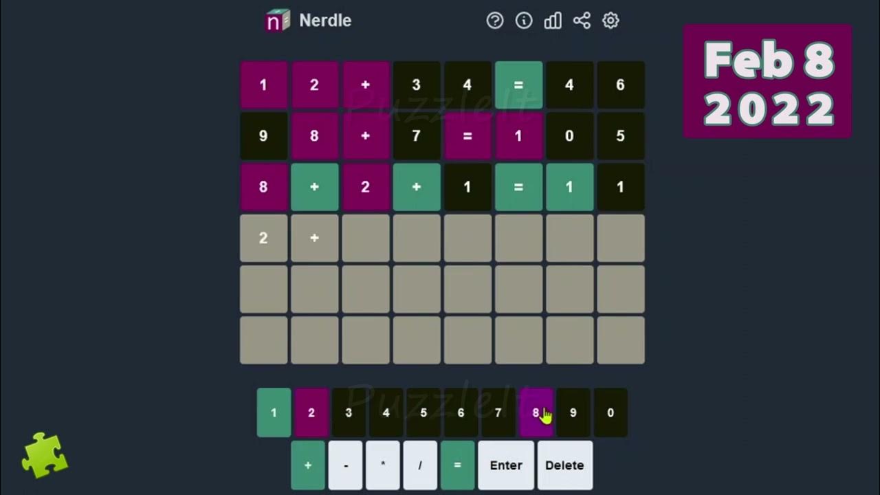 Nerdle 018 February 8, 2022 02/08/2022 Daily Numbers Game YouTube