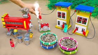 DIY tractor making mini SUNFLOWER OIL PRESS machine | DIY tractor mini PETROL PUMP science projec