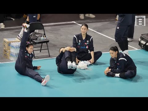 KOVO V-League All-Star Maçı Öncesi Kadın Voleybolcular Yeon Koung Kim Esneme Fancam