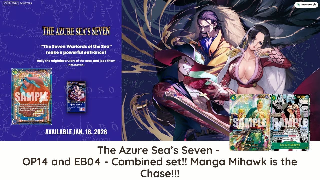 The Azure Sea's Seven OP14 and EB04 - One Piece's first combined set!!! MANGA MIHAWK IS THE CHASE!!!