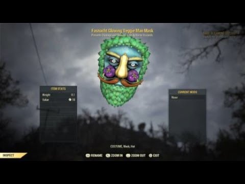 Fallout 76 - RARE Glowing Fasnacht Mask Reward - YouTube