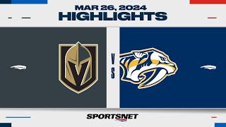 : NHL Highlights | Golden Knights vs. Predators - March 26, 2024