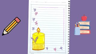 تزيين الدفاتر على شكل شمعة تسطير دفاتر سهله | notebook decorations