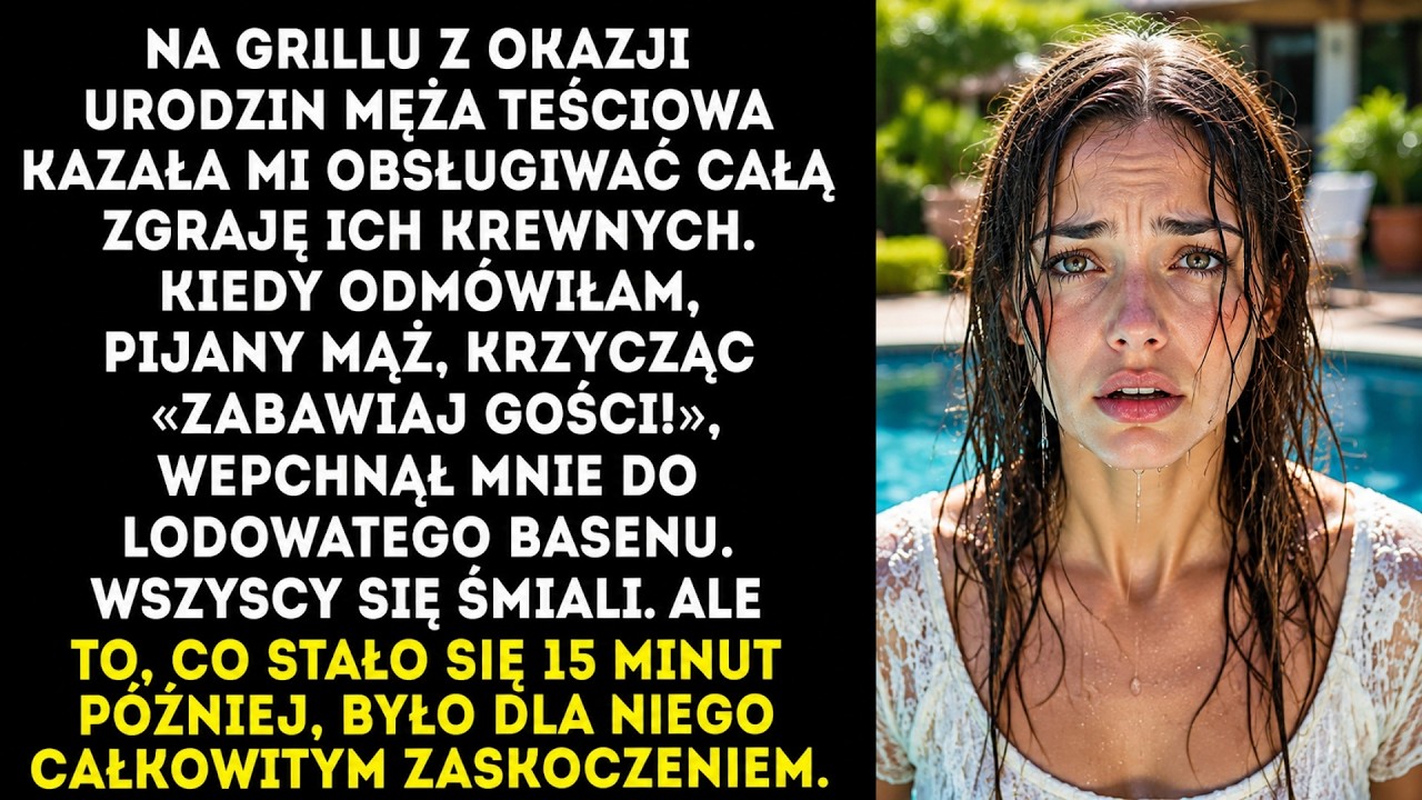 Usłyszałam śmiech własnego męża, kiedy wynurzyłam się z lodowatej wody z rozbitym nosem. Cała jego rodzina stała przy basenie i bawiła się moim upokorzeniem. Piętnaście minut wcześniej Adam...